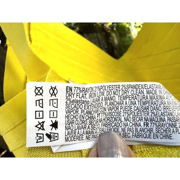 NWT Hervé Léger x Forever 21 Lemon Yellow Bandage Sleeveless V Crop Top Size L - Picture 6 of 8